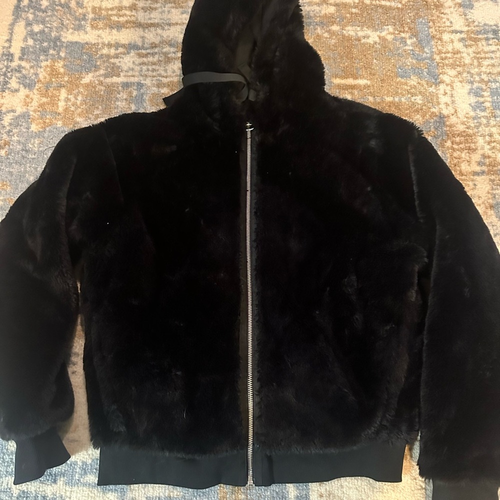Athleta Black Faux Fur Jacket